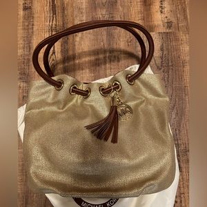 Brand New Michael Kors Gold Woven Bag